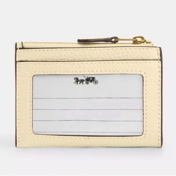 Coach Mini Skinny ID Card Case with Crystal Rivets Moonlight Pebble Leather NWT - Picture 2 of 2